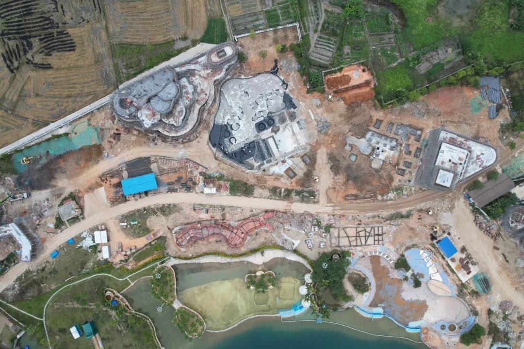 Aerial view of the mysterious island water park site