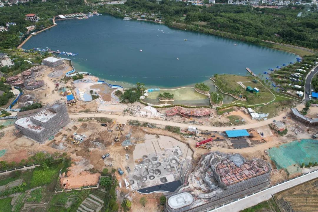 Aerial view of the mysterious island water park site