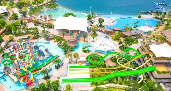 aerial views of Dalang constructed water park