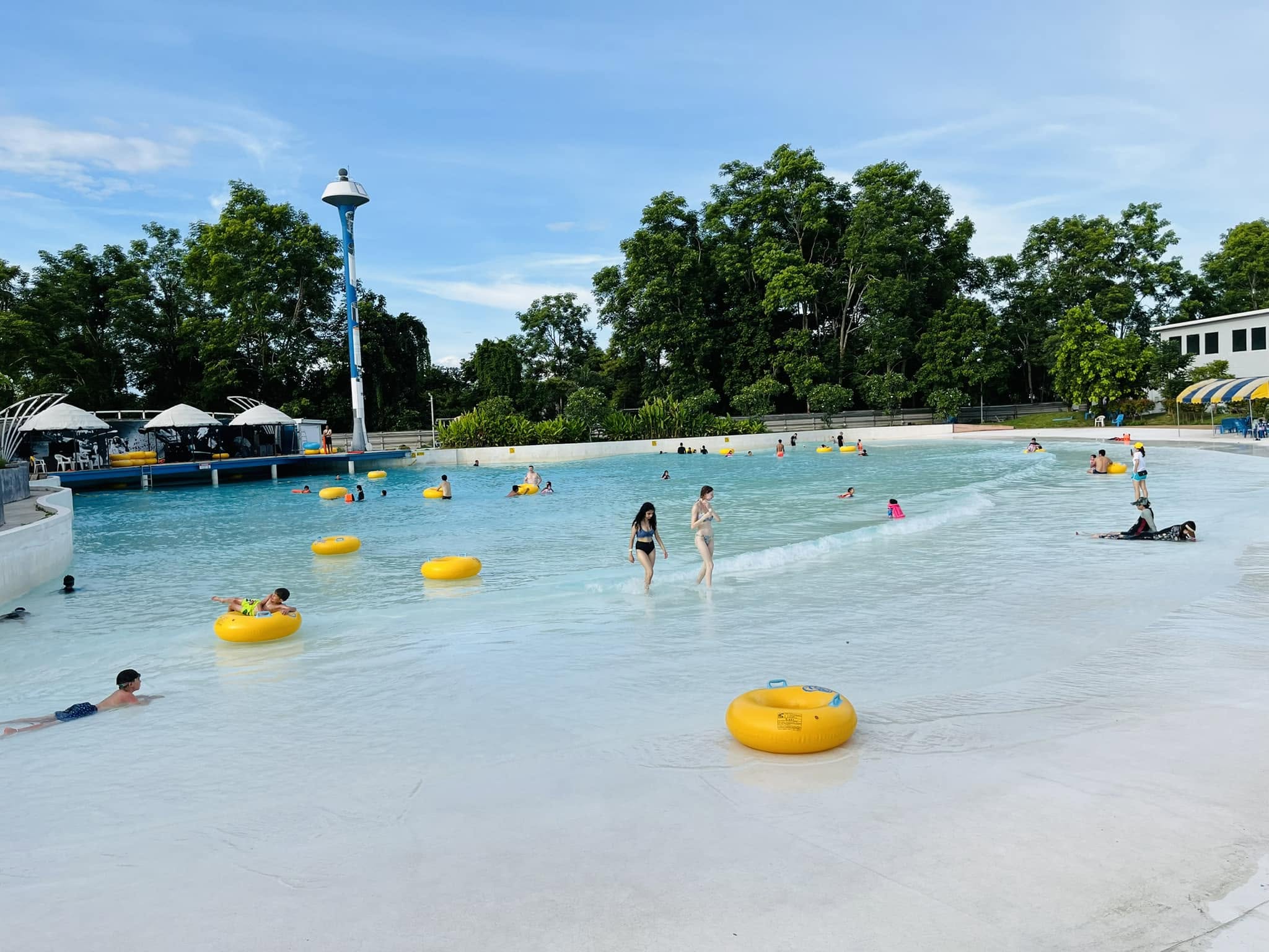 Visitors enjoying the Wave Pool at Tube Trek Water Park in Chiang Mai