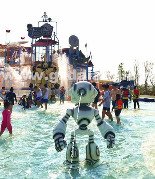 Space-themed family water-play area at Tube Trek Water Park