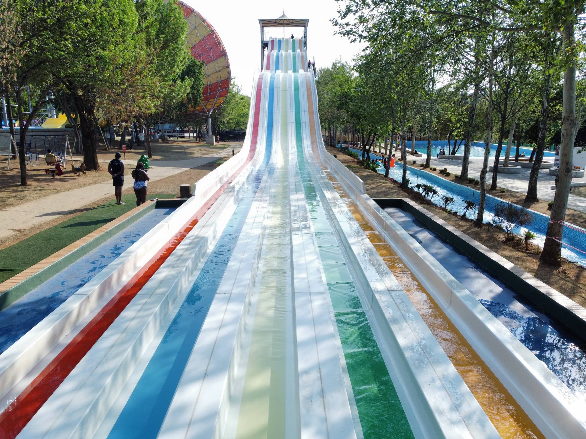 Multi-lane Rainbow Racing Slide at Happy Island Waterworld
