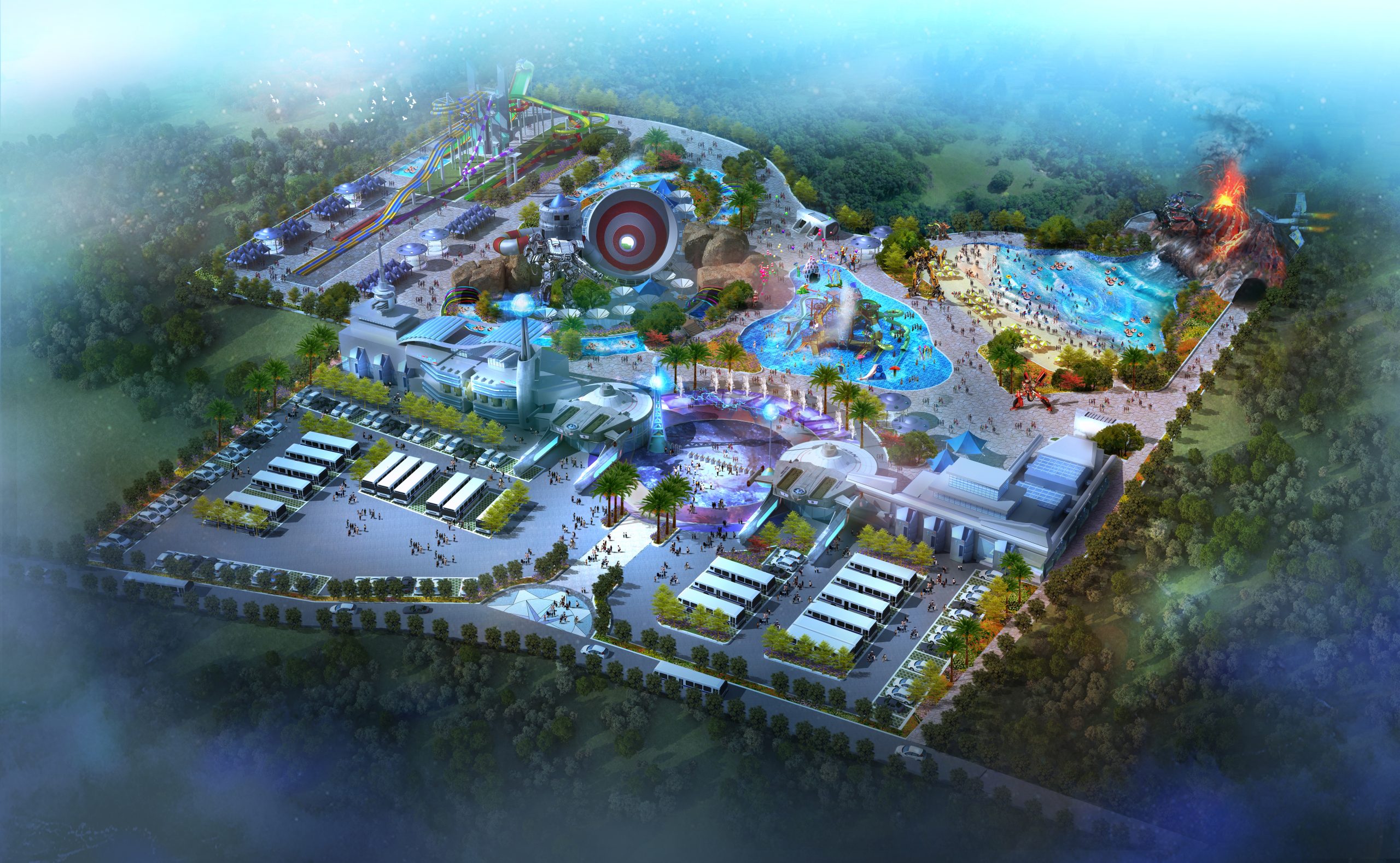 Space-themed planning concept for Tube Trek Water Park in Chiang Mai